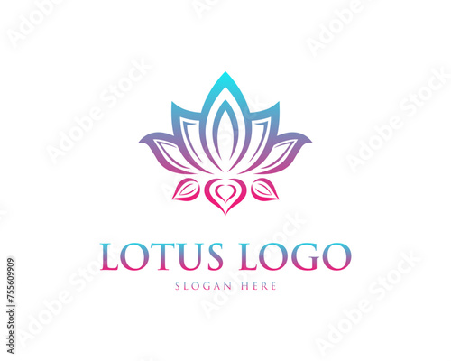 Lotus flower orange logo design icon concept vector template.