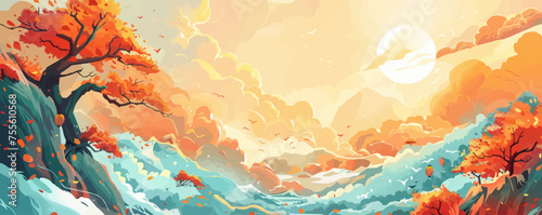 Translation: Vernal Equinox Day. Happy Vernal Equinox Day (Shunbun no Hi) vector illustration.