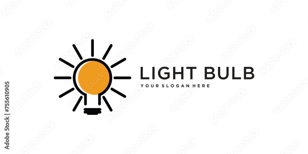 Light bullb logo design vector. Premium Vector