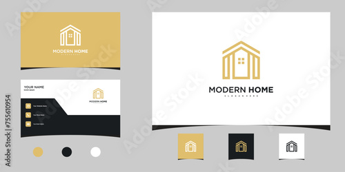 Home logo design with modern style lines. Premium Vector