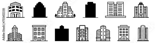 Quadro su tela Building silhouette set vector design big pack of illustration and icon