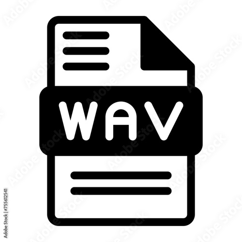 Wav file icon. Audio format symbol Solid icons, Vector illustration. can be used for website interfaces, mobile applications and software