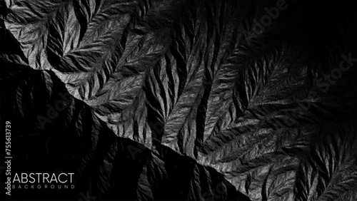 Abstract mountain landscape in stippling style. Black and white rock texture background. Rough mountain surface with erosion. Pointillism. Dotwork. Noisy grainy shading using dots. Vector illustration