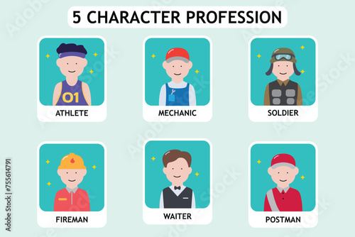 set of icons vector illustration concept line character profession job collection of simple and colored avatar symbols