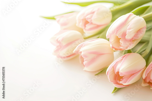 A delicate bouquet of Tulips in close-up. Spring flowers. illustration  design  drawing  postcard