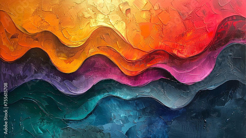 colorful oil painting style abstract background with waves