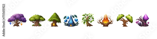 Fairy trees. Hand drawn tree vector collection. Forest illustration element.
