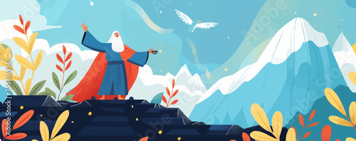 happy passover banner template with moses illustration