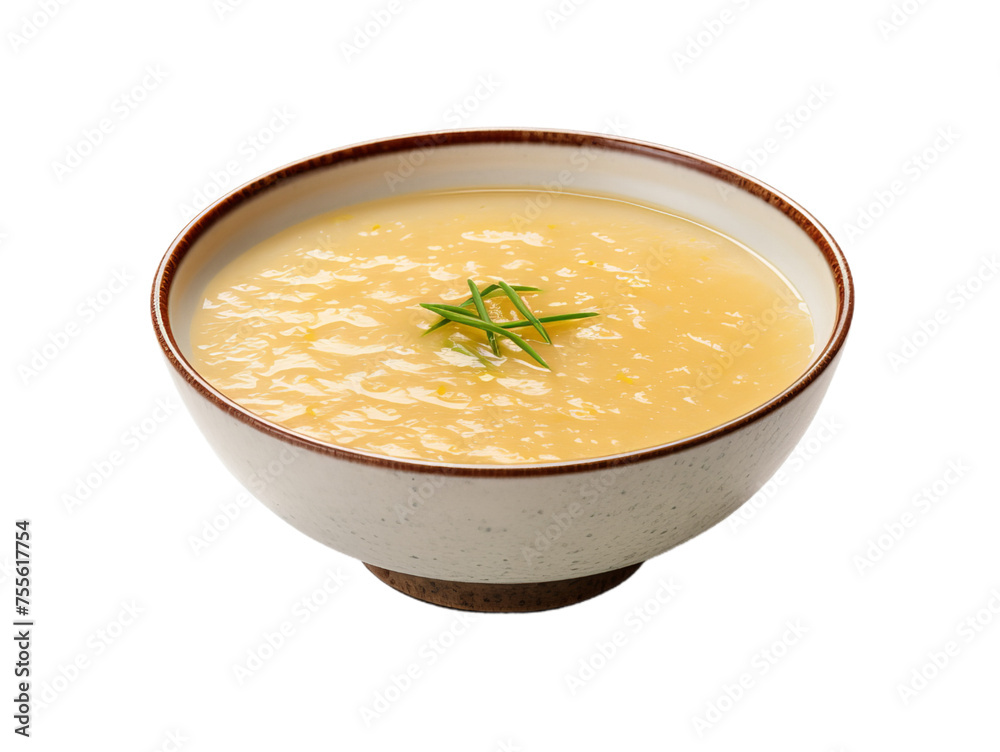 A close up of the tradition soup of Japan on brown bowl isolated on transparent background A close up of the tradition soup of Japan on brown bowl isolated on transparent background