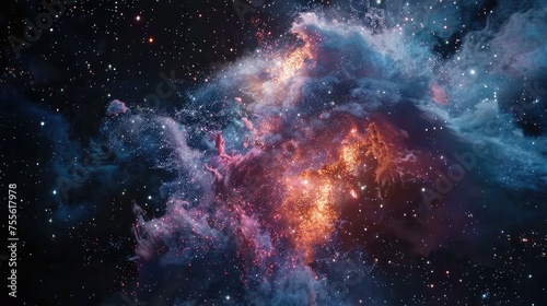 Vibrant Cosmic Nebula with Explosive Colors.