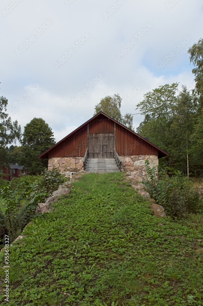 Scenic view of old traditional style stone barn, Finland. Scenic view of old traditional style stone barn, Finland.