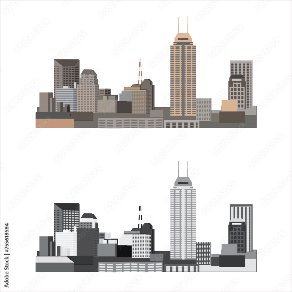Modern buildings isolated on white background 3d illustration. Buildings Buildings Houses Illustrations Abstract Silhouettes