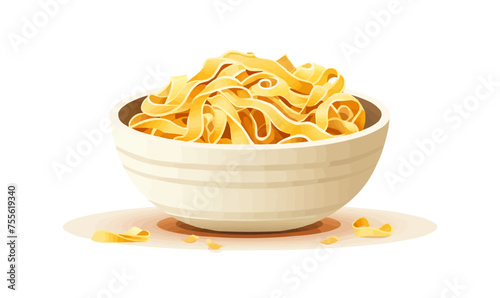 Bowl of fettucini isolated vector style with transparent background illustration