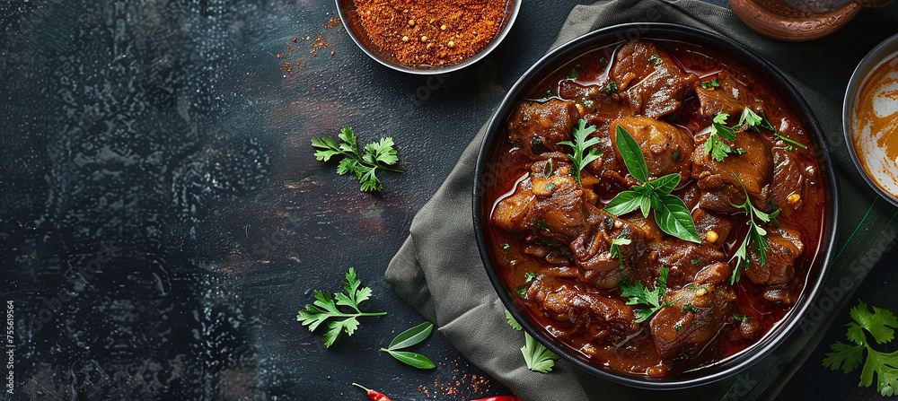 Asian cuisine. Spicy beef curry. Goan beef vindaloo. Traditional Indian lamb sauce Asian cuisine. Spicy beef curry. Goan beef vindaloo. Traditional Indian lamb sauce