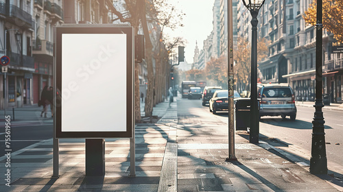 White Mockup of an advertising stand in the City