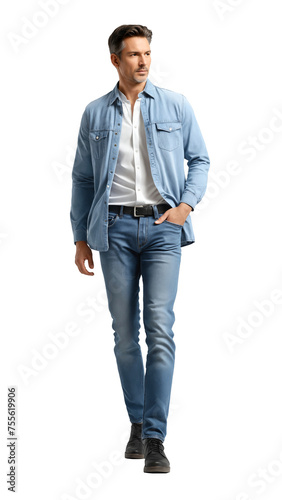 walking male model in jeans