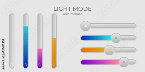 Light mode ui simple elegant set switcher, volume bar design
