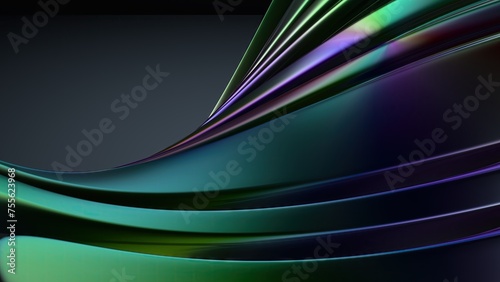 Metal Wave-like Plate Rainbow Reflection Delicate Contemporary Elegant Modern 3D Rendering Abstract Background