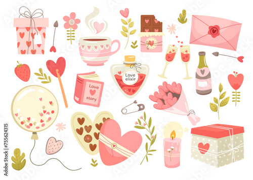 Cute love heart design for greeting card, candy, chocolate or cake sweet pack, sweet flower bouquet