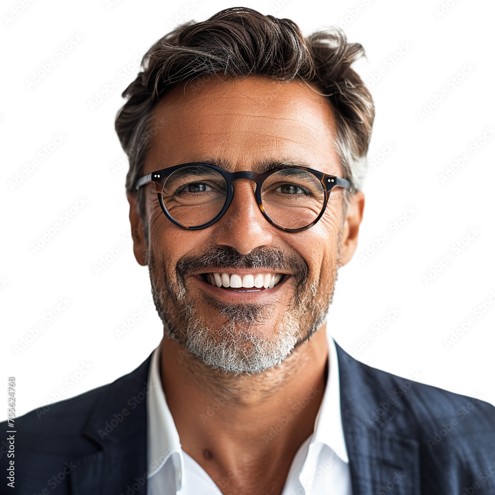 Happy smiling middle aged business man isolated on transparent background. Happy smiling middle aged business man isolated on transparent background.