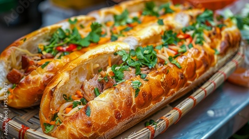 Freshly Baked Cheesy Garlic Bread Garnished with Parsley on a Wooden Board Closeup View