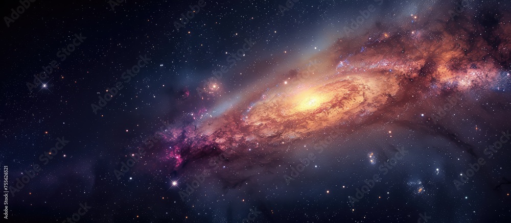 Cosmic Vista of a Spiral Galaxy with Brilliant Star Clusters. Cosmic Vista of a Spiral Galaxy with Brilliant Star Clusters.
