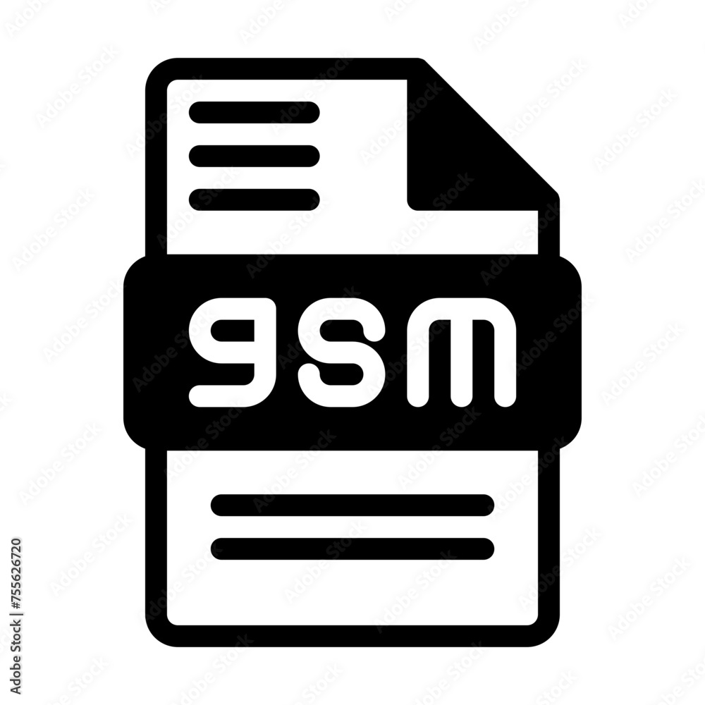 Gsm file icon. Audio format symbol Solid icons, Vector illustration. can be used for website interfaces, mobile applications and software Gsm file icon. Audio format symbol Solid icons, Vector illustration. can be used for website interfaces, mobile applications and software