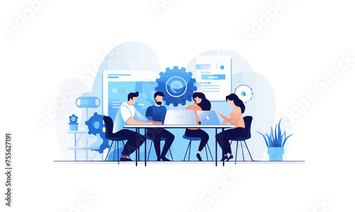 team collaboration vector flat minimalistic isolated illustration