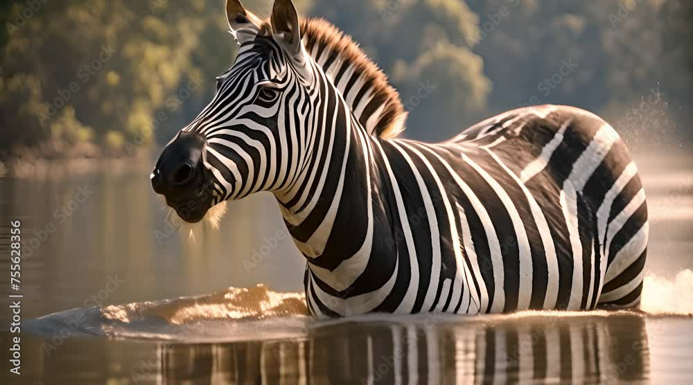 zebra at the lake