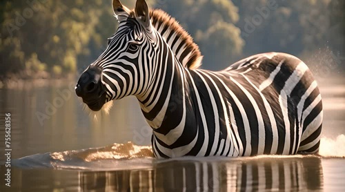 zebra at the lake