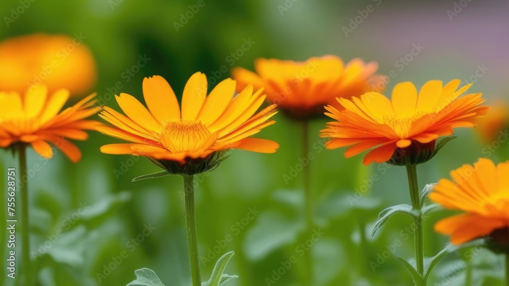 Background of orange calendula flowers. Fresh flowers. Medicinal flowers, plants. Calendula background. View from above, Background of orange calendula flowers. Fresh flowers. Medicinal flowers, plants. Calendula background. View from above,