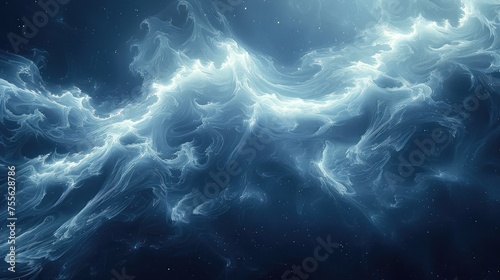 Ethereal Blue Swirls of Cosmic Energy in Deep Space.