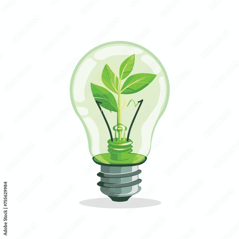 The green energy light bulb has a green plant in it, Sustainable Lighting Solutions The green energy light bulb has a green plant in it, Sustainable Lighting Solutions