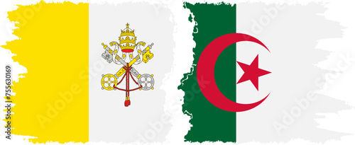 Algeria and Vatican grunge flags connection vector