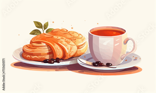 breakfast with coffee vector flat minimalistic isolated illustration