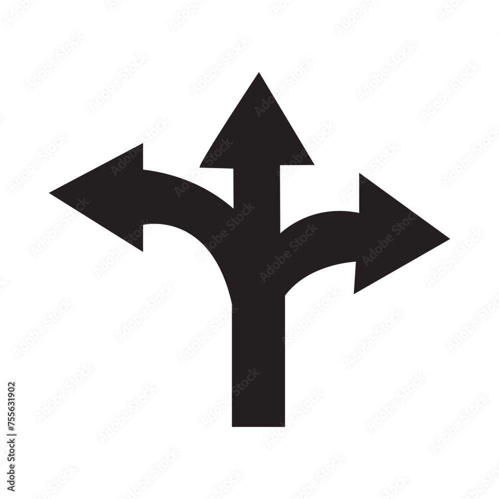 Three-Way Direction Arrow Thin Line Vector Icon. Flat icon isolated on the white background. Editable EPS 10 file. Vector illustration. Three-Way Direction Arrow Thin Line Vector Icon. Flat icon isolated on the white background. Editable EPS 10 file. Vector illustration.