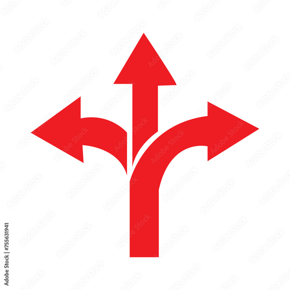 three-way direction arrow vector icon, eps10 three-way direction arrow vector icon, eps10