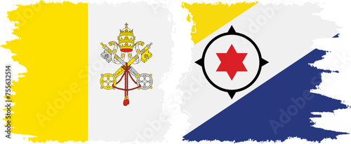 Bonaire and Vatican grunge flags connection vector
