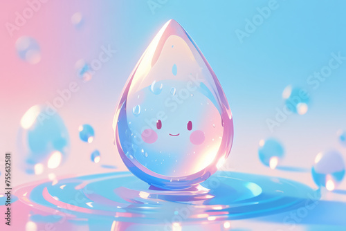 Cute cartoon smiley water drop photo