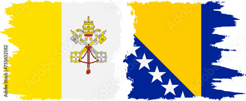 Bosnia and Herzegovina and Vatican grunge flags connection vector