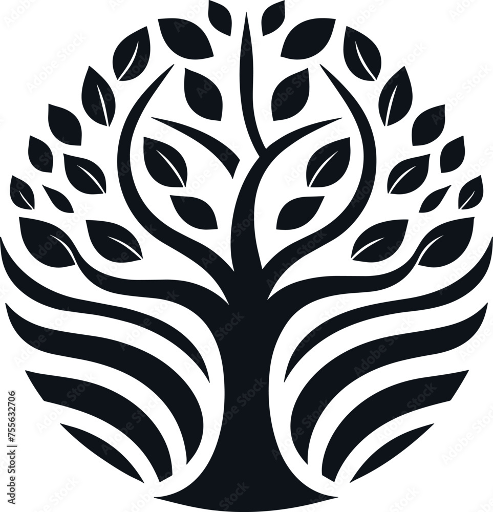 Vector illustration of a tree icon representing the tree of life, featuring a black color scheme. This logo symbolizes the essence of a tree. Vector illustration of a tree icon representing the tree of life, featuring a black color scheme. This logo symbolizes the essence of a tree.