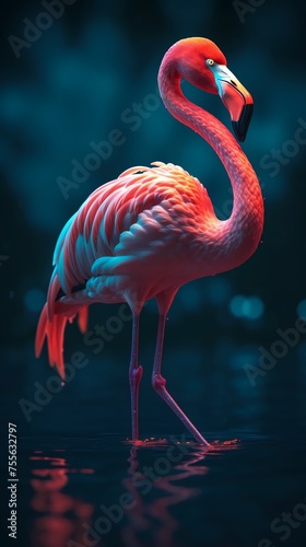 Flamingo bird animal outdoor scene ultra-detailed macro photography picture poster background