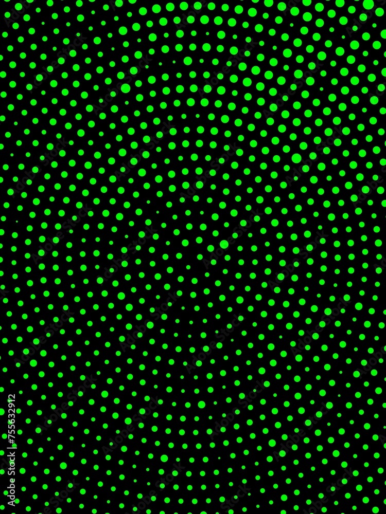 Many bright green 3d columns arranged in rows circular arrangement on a black background