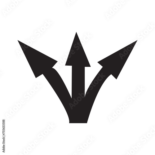 Three-way direction arrow icon vector in clipart style on white background, eps10 photo