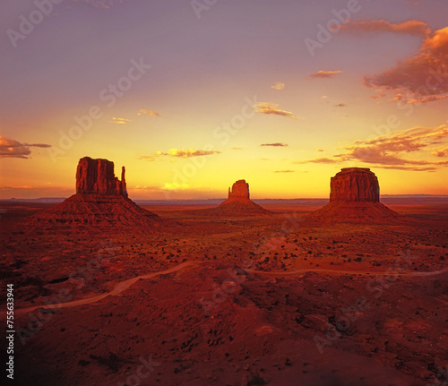 Sunset in Monument Valley  Arizona  USA  North America