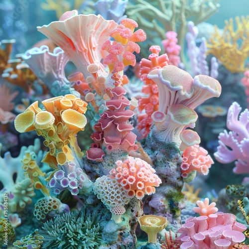 3D printed coral reefs housing digital twins of extinct creatures