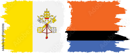 Chagos and Vatican grunge flags connection vector