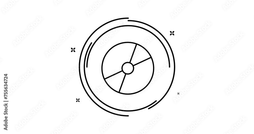 cd disc animated outline icon. cd disc rotation appearance 4k video animation for web, mobile and ui design