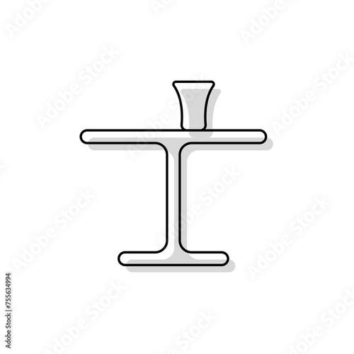 Linear table vector. A vase on the table. Empty vase vector. Vase logo on the table. Home interior icon in linear style.