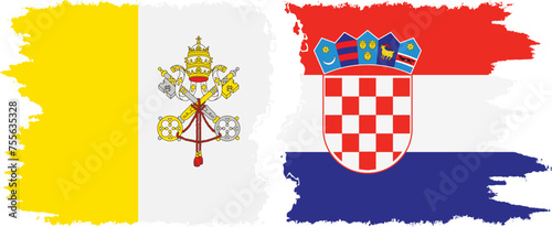 Croatia and Vatican grunge flags connection vector